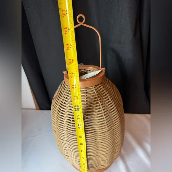 Hearth & Hand Woven  Lantern - Tan 14 inch x 9 1/2 inch (No Solar) NWT - Picture 3 of 7